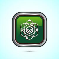 Data science icon design illustration. Big data, digital tech icon, Green Color Square Button Design vector