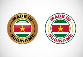 Made in Suriname label icon with flag. Icon set for business, badge, seal, sticker, logo, and symbol vector