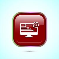 Information technology icon design illustration. Digital tech icon, Red Color Square Button Design vector