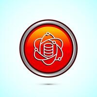Data science icon design illustration. Big data, digital tech icon, Orange Color Round Button Design vector