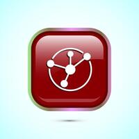 Data science icon design illustration. Big data, digital tech icon, Red Color Square Button Design vector