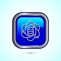 Data science icon design illustration. Big data, digital tech icon, Blue Color Square Button Design vector