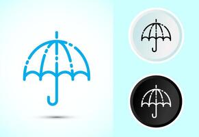 Umbrella icon in color, black and white style vector