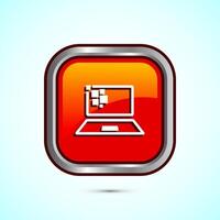 Information technology icon design illustration. Digital tech icon, Orange Color Square Button Design vector