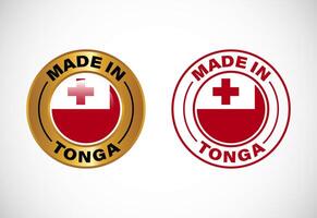 Made in Tonga label icon with flag. Icon set for business, badge, seal, sticker, logo, and symbol vector