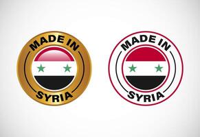 Made in Syria label icon with flag. Icon set for business, badge, seal, sticker, logo, and symbol vector