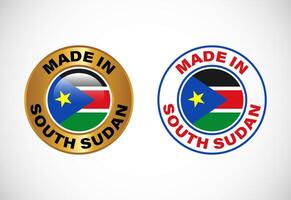 Made in South Sudan label icon with flag. Icon set for business, badge, seal, sticker, logo, and symbol vector
