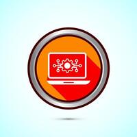 Information technology icon design illustration. Digital tech icon, Orange Shadow Button Design vector
