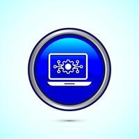 Information technology icon design illustration. Digital tech icon, Blue Color Round Button Design vector