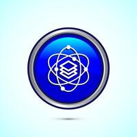 Data science icon design illustration. Big data, digital tech icon, Blue Color Round Button Design vector