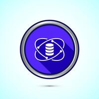 Data science icon design illustration. Big data, digital tech icon, Blue Shadow Button Design vector
