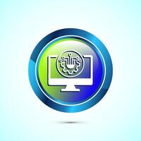 Information technology icon design illustration. Digital tech icon, Glossy Round Button Design vector