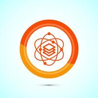 Data science icon design illustration. Big data, digital tech icon, Orange Color Button Design vector