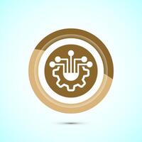 Information technology icon design illustration. Digital tech icon, Gold Color Button Design vector
