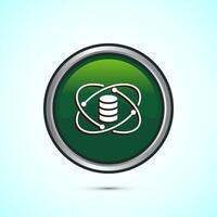 Data science icon design illustration. Big data, digital tech icon, Green Color Round Button Design vector