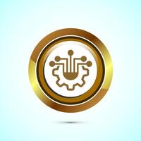Information technology icon design illustration. Digital tech icon, Gold Color Round Button Design vector