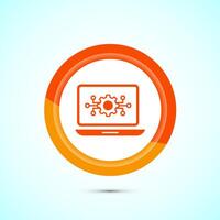 Information technology icon design illustration. Digital tech icon, Orange Color Button Design vector