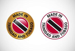 Made in Trinidad and Tobago label icon with flag. Icon set for business, badge, seal, sticker, logo, and symbol vector