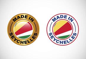 Made in Seychelles label icon with flag. Icon set for business, badge, seal, sticker, logo, and symbol vector