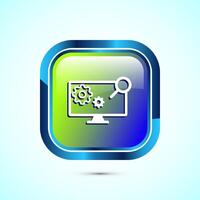 Information technology icon design illustration. Digital tech icon, Glossy Square Button Design vector