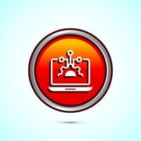 Information technology icon design illustration. Digital tech icon, Orange Color Round Button Design vector