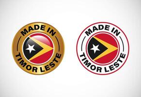 Made in Timor Leste label icon with flag. Icon set for business, badge, seal, sticker, logo, and symbol vector