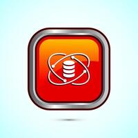 Data science icon design illustration. Big data, digital tech icon, Orange Color Square Button Design vector