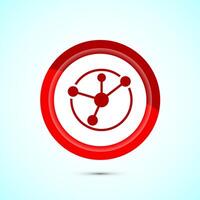 Data science icon design illustration. Big data, digital tech icon, Red Color Button Design vector