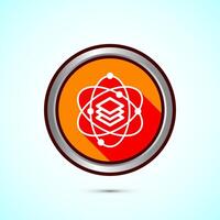 Data science icon design illustration. Big data, digital tech icon, Orange Shadow Button Design vector