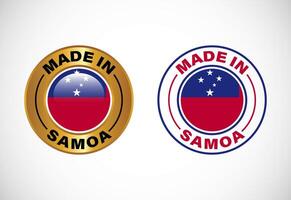 Made in Samoa label icon with flag. Icon set for business, badge, seal, sticker, logo, and symbol vector