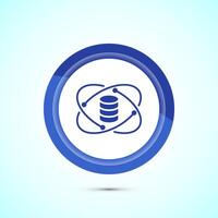 Data science icon design illustration. Big data, digital tech icon, Blue Color Button Design vector