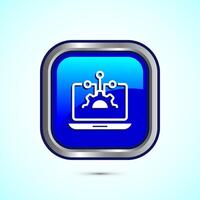 Information technology icon design illustration. Digital tech icon, Blue Color Square Button Design vector