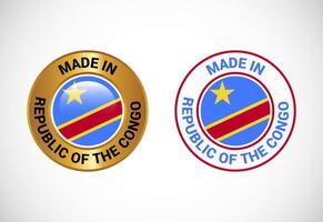 Made in Republic of the Congo label icon with flag. Icon set for business, badge, seal, sticker, logo, and symbol vector
