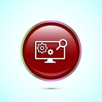 Information technology icon design illustration. Digital tech icon, Red Color Round Button Design vector