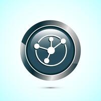 Data science icon design illustration. Big data, digital tech icon, Gray Color Round Button Design vector
