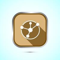 Data science icon design illustration. Big data, digital tech icon, Gold Shadow Button Design vector