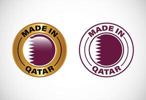 Made in Qatar label icon with flag. Icon set for business, badge, seal, sticker, logo, and symbol vector