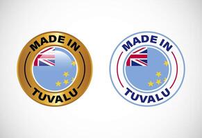 Made in Tuvalu label icon with flag. Icon set for business, badge, seal, sticker, logo, and symbol vector