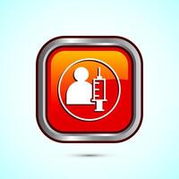 Vaccination, vaccine icon design illustration. Medical and healthcare Icon. Orange Color Square Button Design vector
