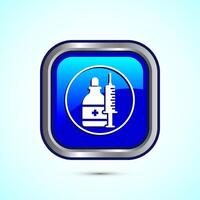 Vaccination, vaccine icon design illustration. Medical and healthcare Icon. Blue Color Square Button Design vector