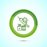 Vaccination, vaccine icon design illustration. Medical and healthcare Icon. Green Color Button Design vector