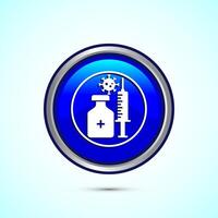 Vaccination, vaccine icon design illustration. Medical and healthcare Icon. Blue Color Round Button Design vector