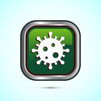 Virus, bacteria icon design illustration. Microbe bacteria sign. Green Color Square Button Design vector