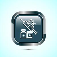 Vaccination, vaccine icon design illustration. Medical and healthcare Icon. Gray Color Square Button Design vector
