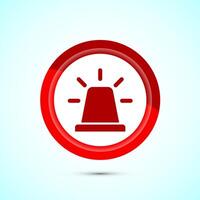 Emergency siren icon, Ambulance emergency siren sign. Red Color Button Design vector