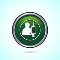 Vaccination, vaccine icon design illustration. Medical and healthcare Icon. Green Color Round Button Design vector