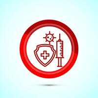 Vaccination, vaccine icon design illustration. Medical and healthcare Icon. Red Color Button Design vector