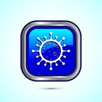 Virus, bacteria icon design illustration. Microbe bacteria sign. Blue Color Square Button Design vector