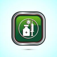 Vaccination, vaccine icon design illustration. Medical and healthcare Icon. Green Color Square Button Design vector