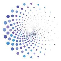 Colorful retro pop art halftone circle. Round dotted texture. Swirl, tornado shape. vector